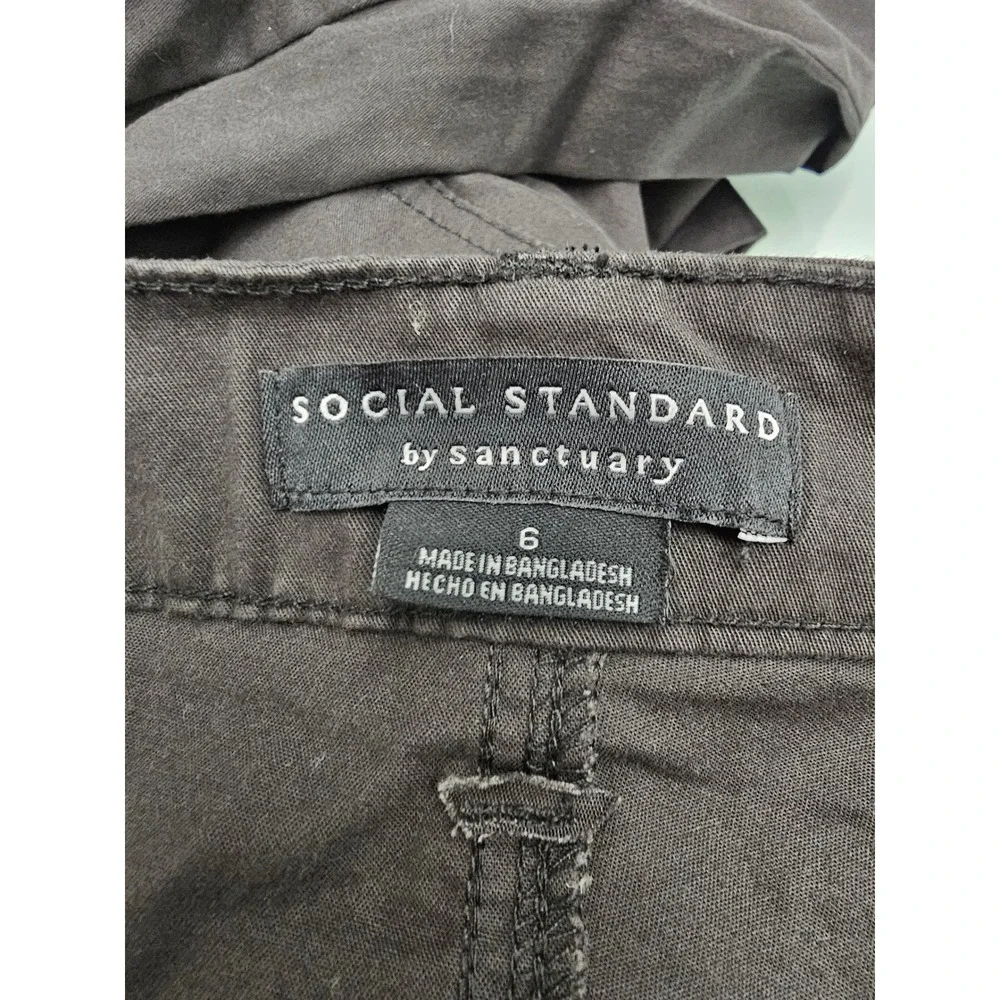 Social Standard Womens Juliet Twill Crop Pants Black Cotton Blend Casual Size 6